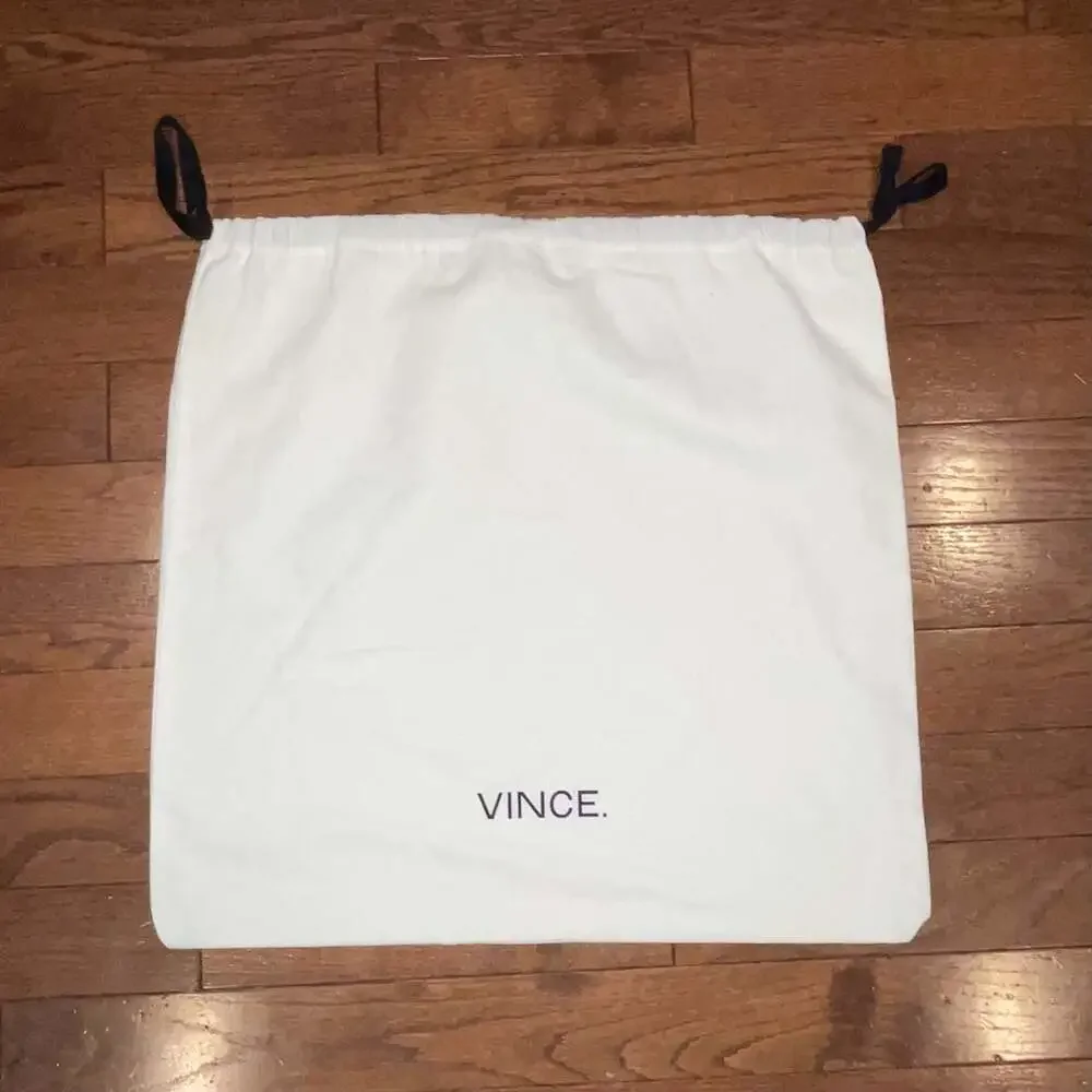 VINCE White Canvas Drawstring Dust Bag Storage Travel Pouch Large